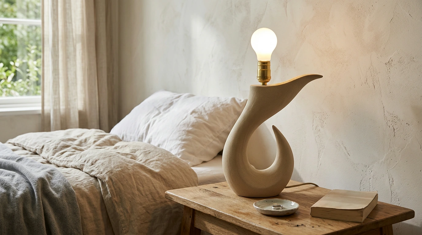Fishtail Table Lamp: Tricolor E27 Bulb Ambient Glow