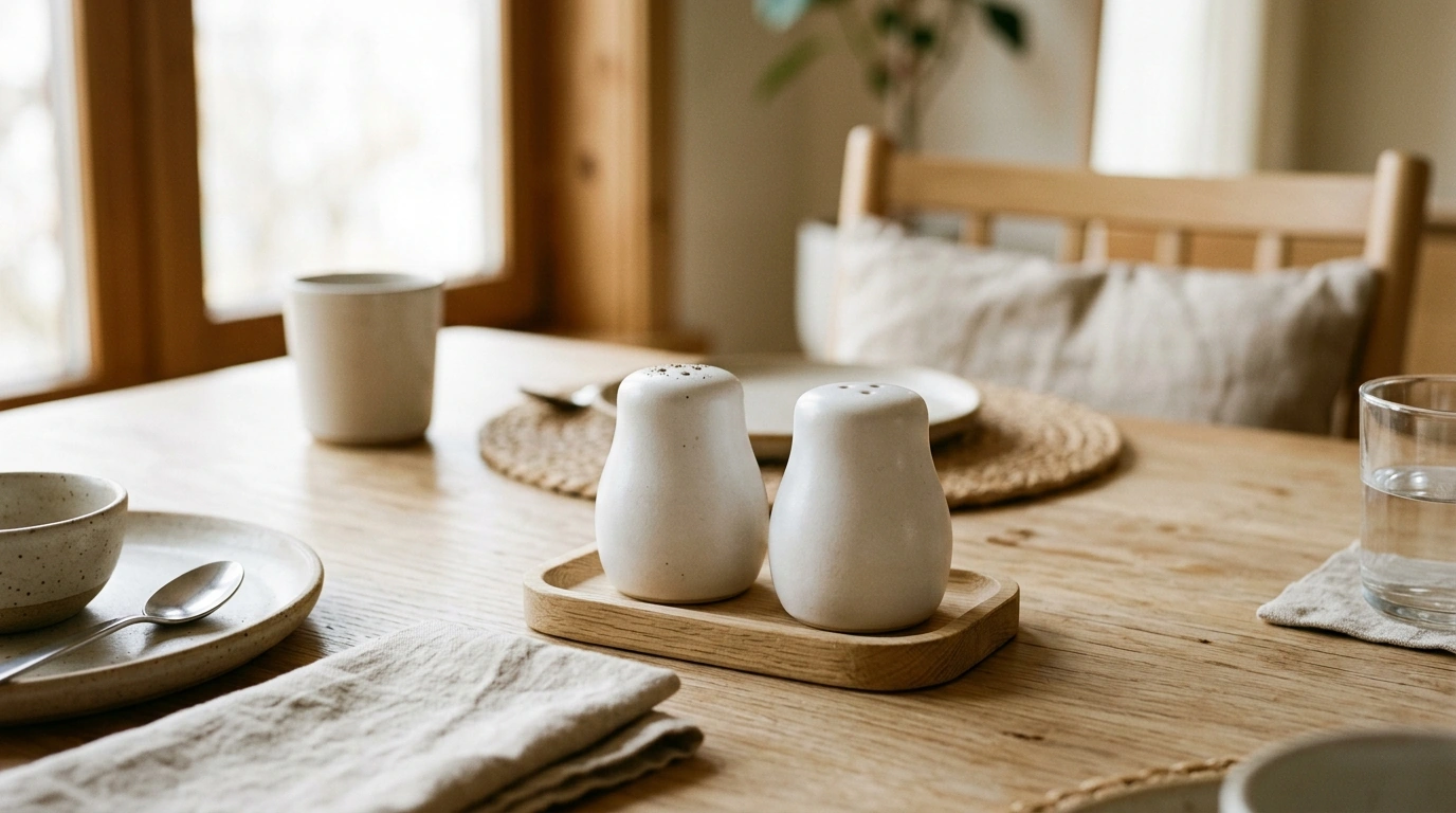 Minimal White Nordic Ceramic Salt & Pepper Shaker Set