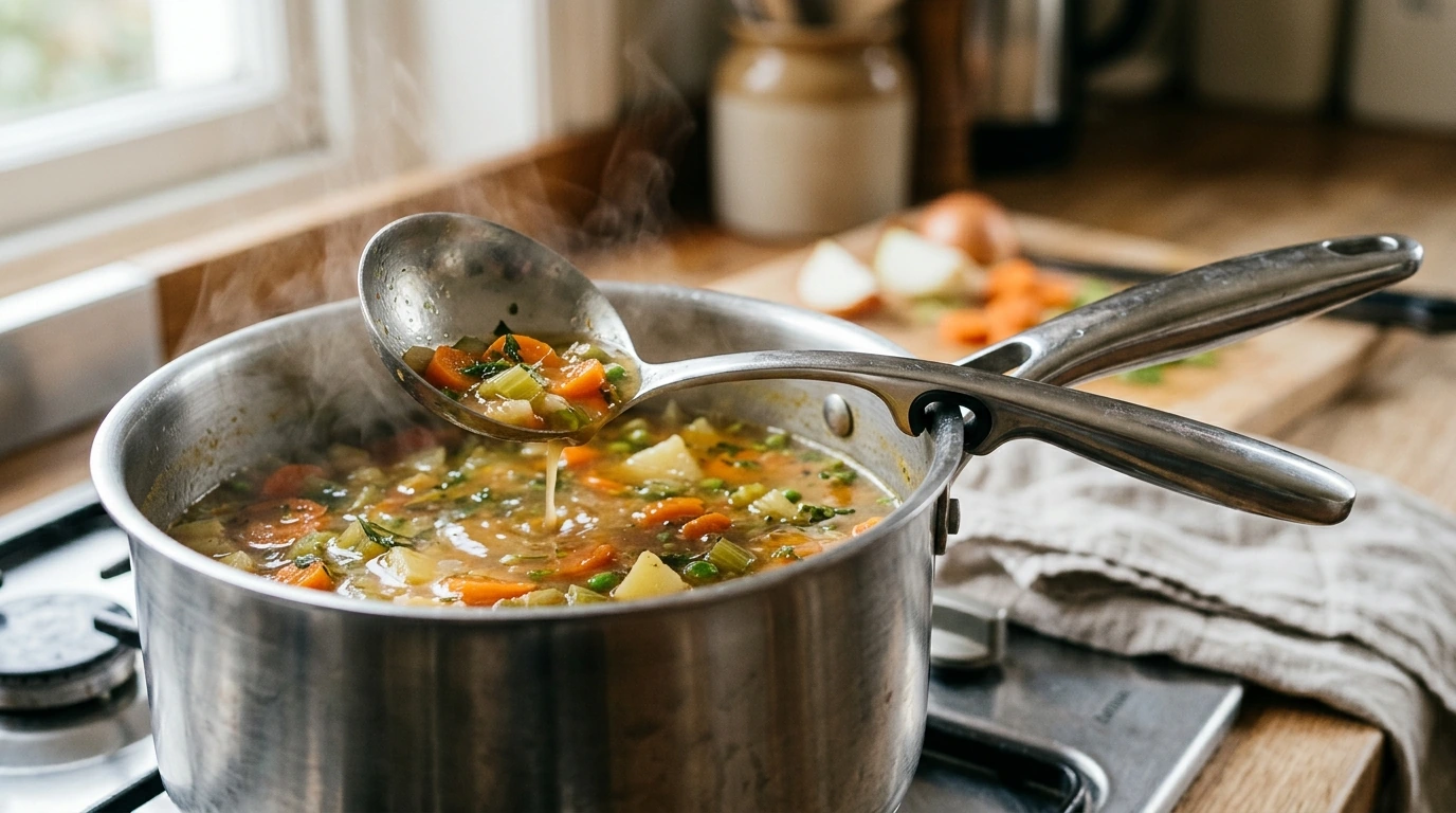 304 Stainless Hanging-Edge Soup Spoon for No-Mess Cooking
