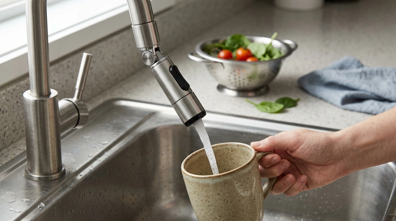 360° Rotatable Faucet Extender: 2 Modes for Less Splash
