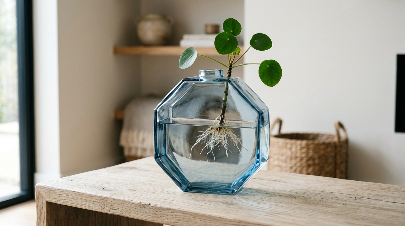 Blue Geometric Circle Glass Vase for Hydroponic Stems