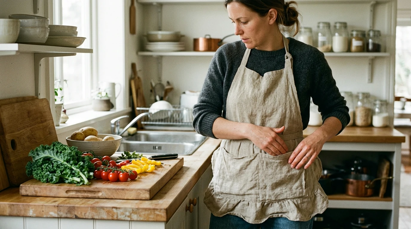 Butterfly Linen Waist Apron with Built-In Hand Wipe
