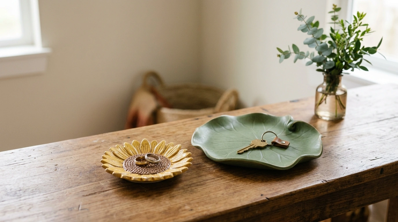Ceramic Sunflower Dish & Lotus Leaf Tray for Daily Use