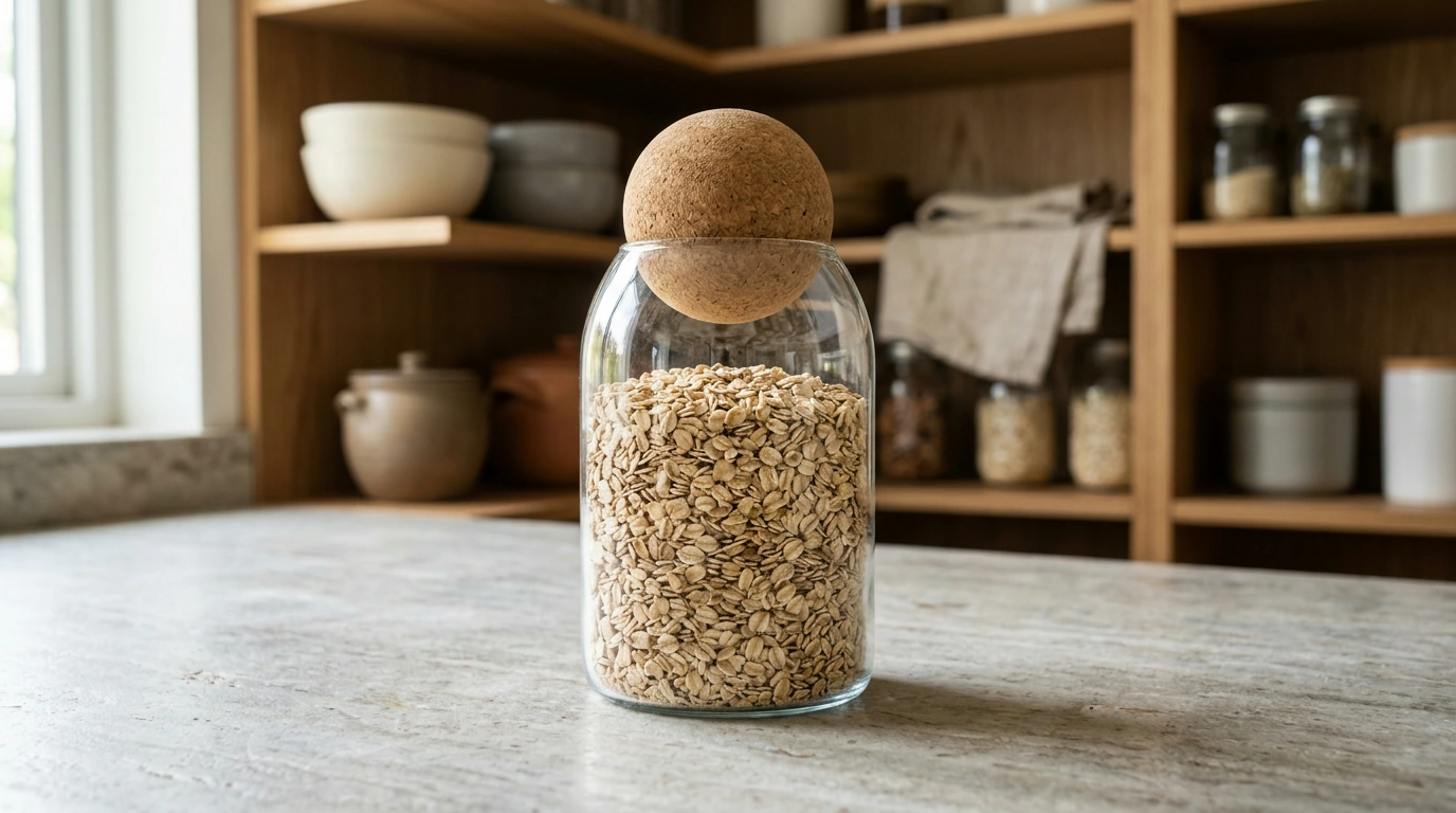Clear Glass Jar with Ball Cork for Modern Pantry Order