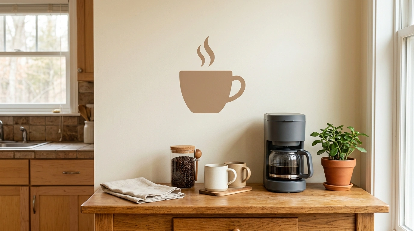 Coffee Cup Wall Decal: Cozy Kitchen & Cafe Coffee Corner