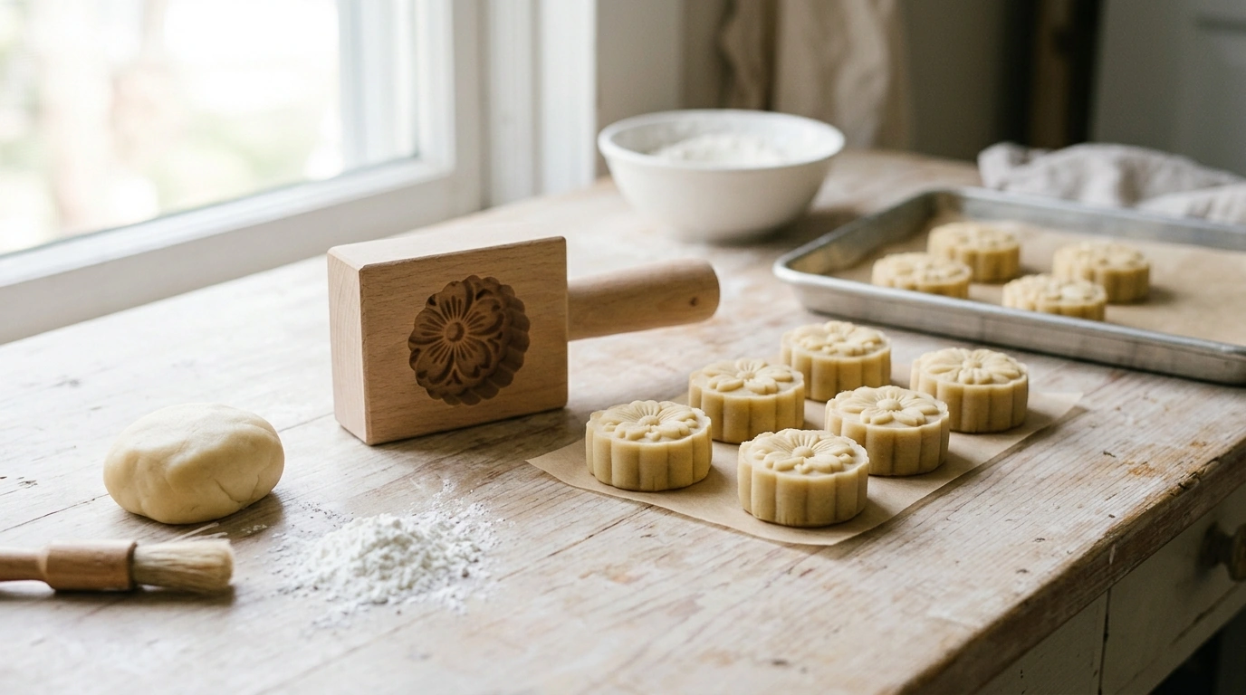 Mini Floral Mooncake Press Mold for Cookies & Fondant