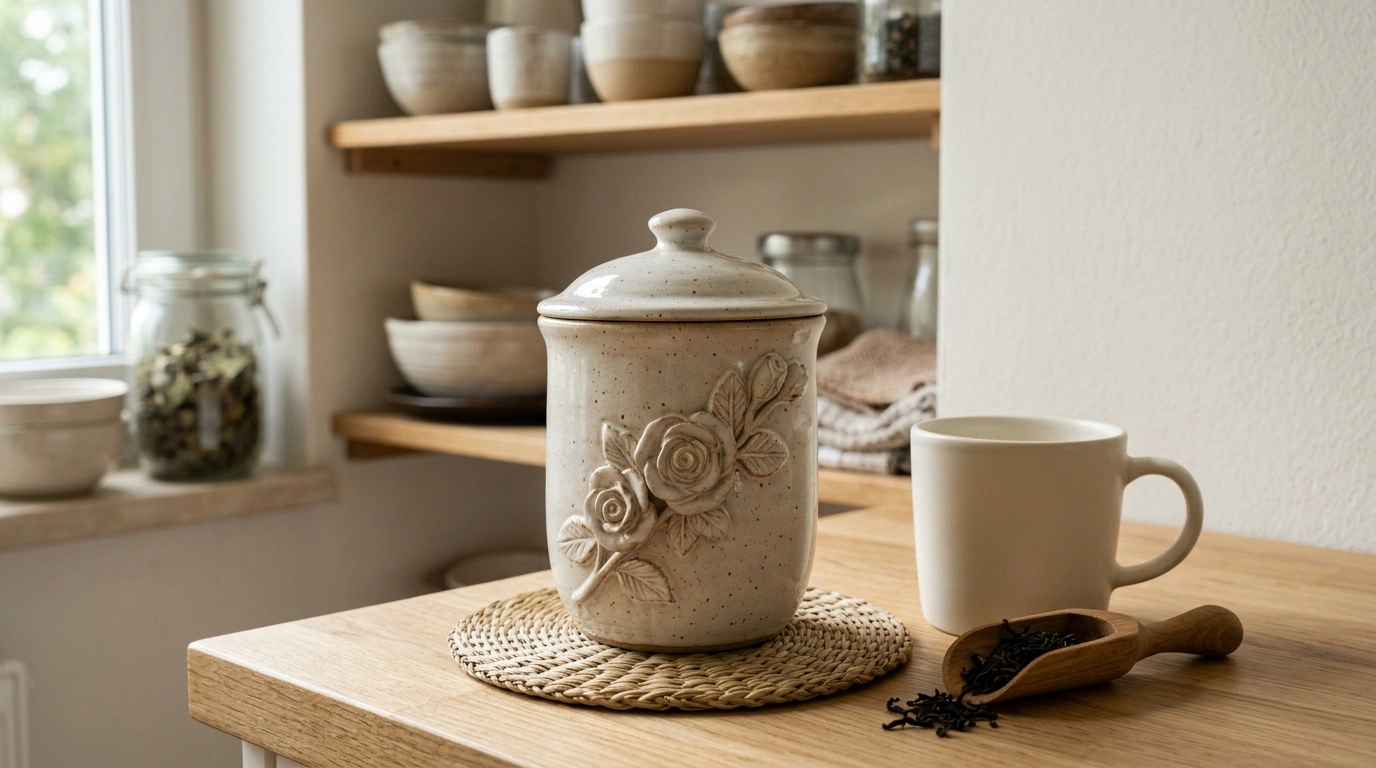 Modern Ceramic Rose Tea Canister for Fresh Storage