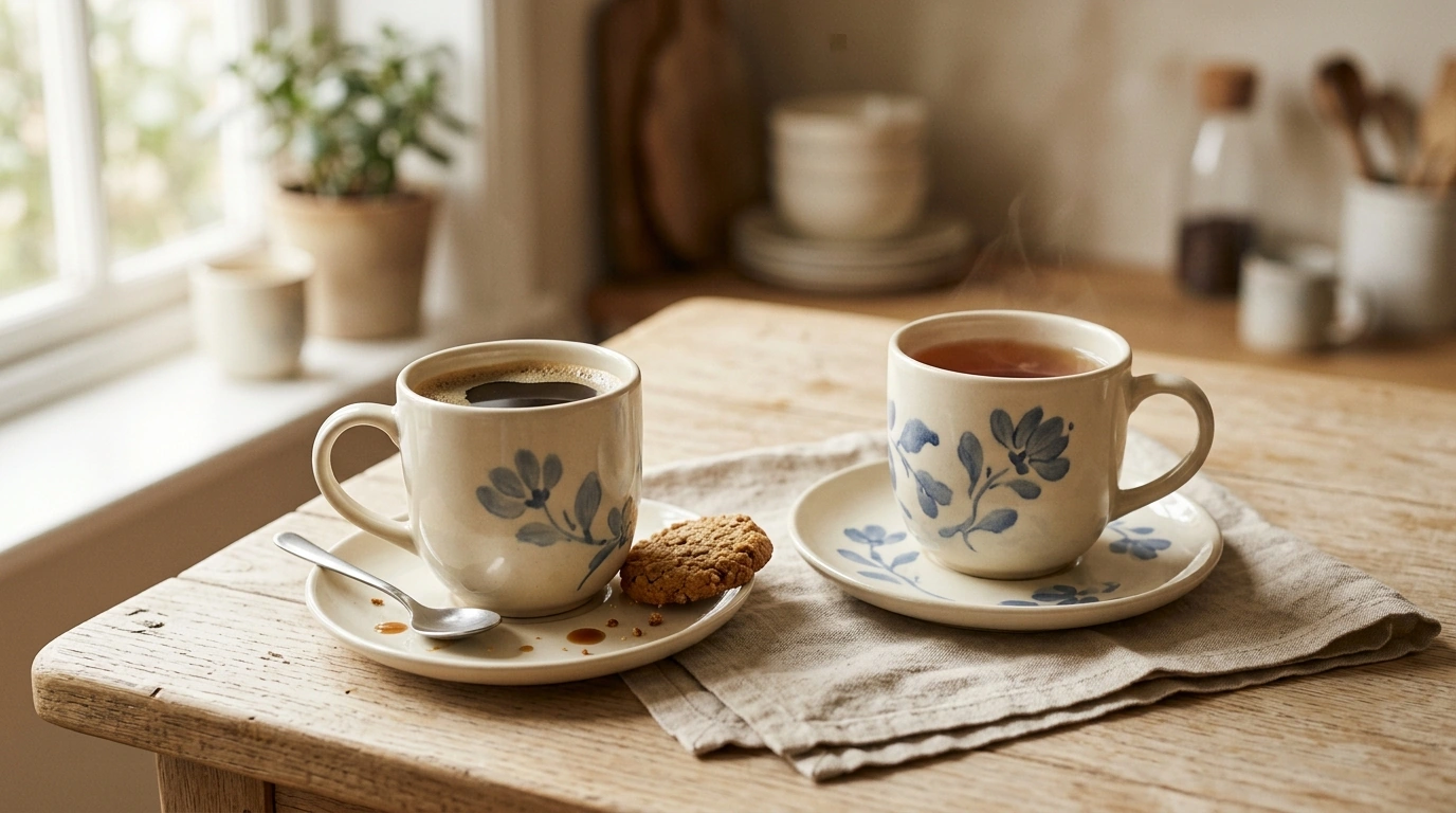 Nordic Blossom Mug & Saucer Set for Calm Coffee