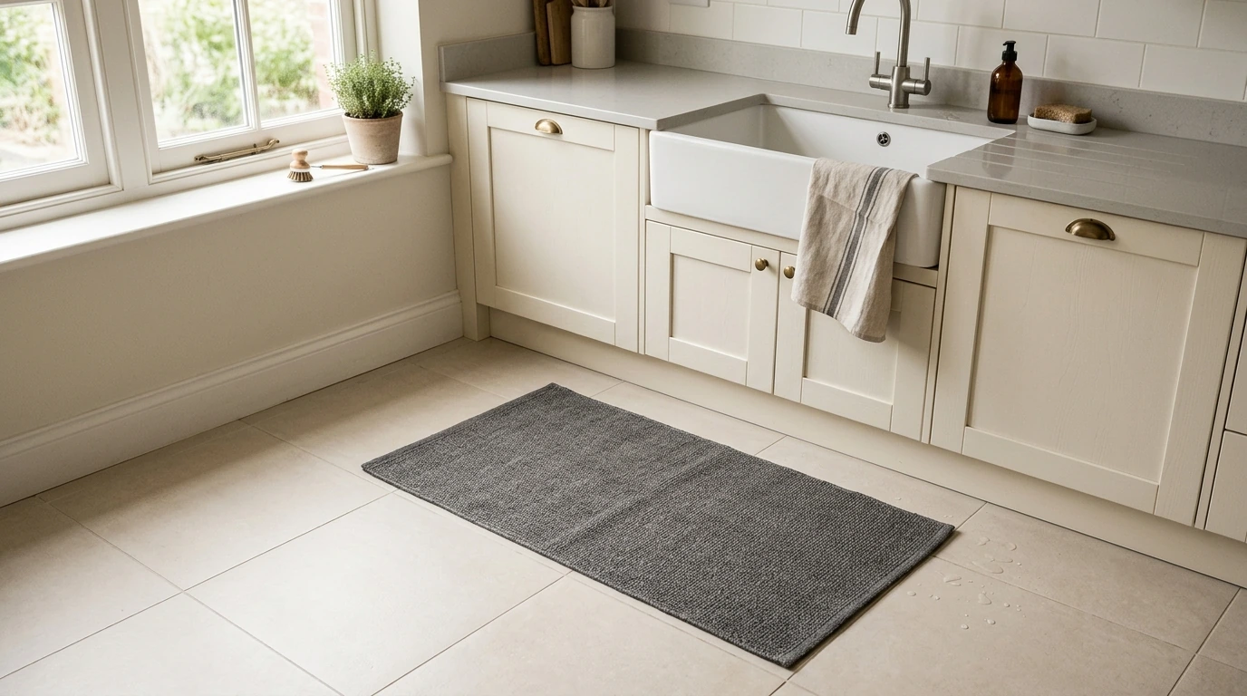 Polyester-Cotton Kitchen Rug: Absorbent, Non-Slip Style