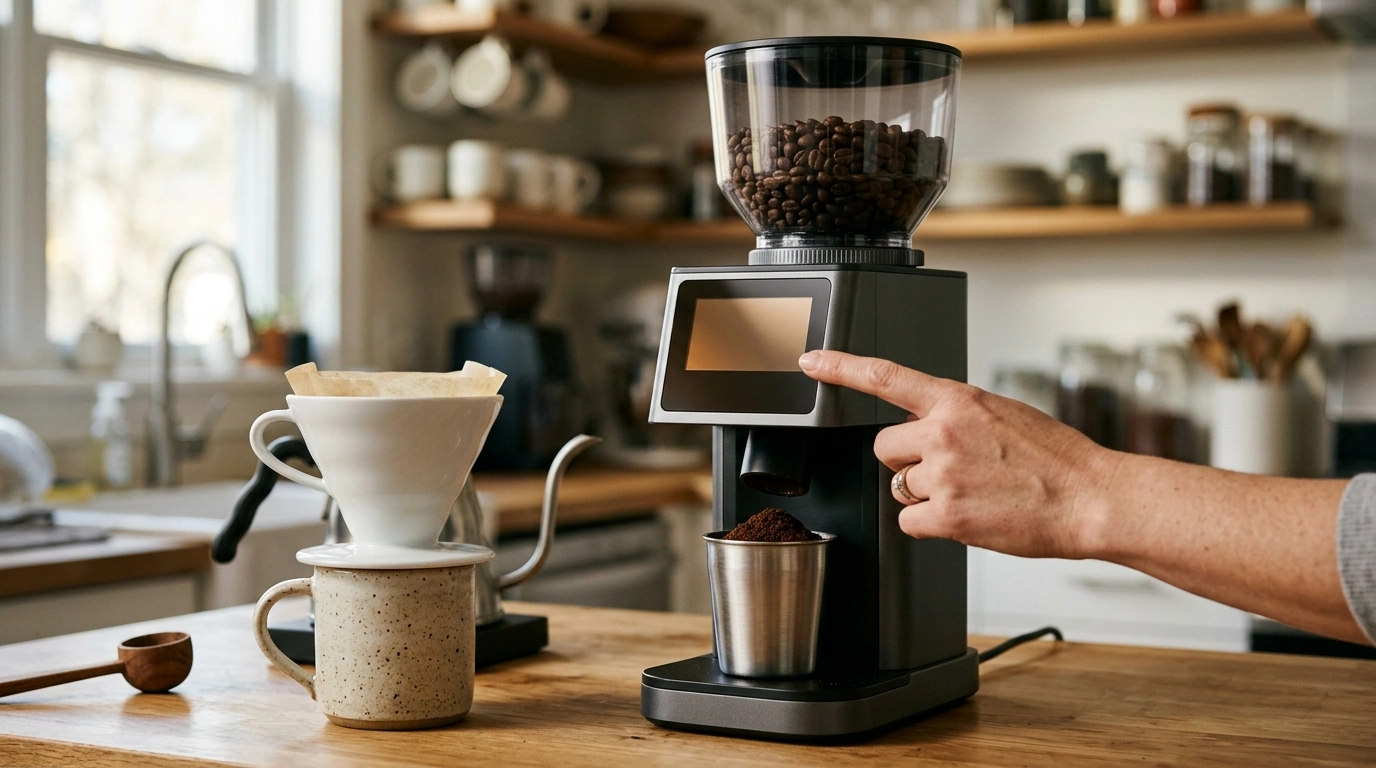 Touchscreen Conical Burr Grinder: Dial In 25 Settings