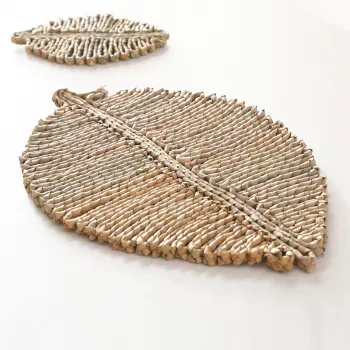 Leaf-Shaped Straw Placemat for Scandinavian Tables