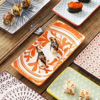 Nordic Rectangular Ceramic Plate for Sushi & Weeknight Meals