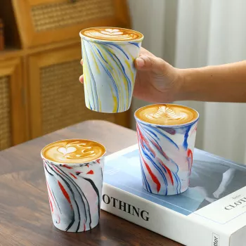 300ml Retro Ceramic Mug with Pen & Ink Art